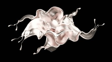 Gizemli, güzel, lüks altın sıçraması. 3d illüstrasyon, 3d canlandırma.