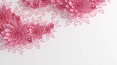 Kağıt çiçekler. Düğün süslemeleri, baskı ürünlerinizin tasarımı için arka plan, Duvar kağıdı. 3d illüstrasyon, 3d canlandırma.