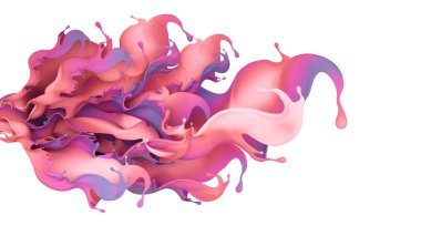 Çok renkli bir sıvı ya da boya serpintisi. 3d illüstrasyon, 3d görselleştirme.