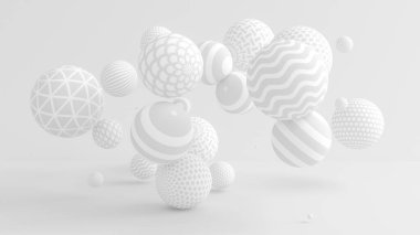 Taşaklı beyaz arka plan. 3d illüstrasyon, 3d canlandırma.