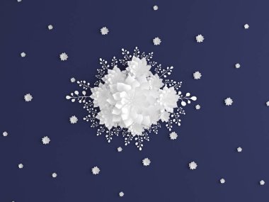 Kağıt çiçekler. Düğün süslemeleri, baskı ürünlerinizin tasarımı için arka plan, Duvar kağıdı. 3d illüstrasyon, 3d canlandırma.