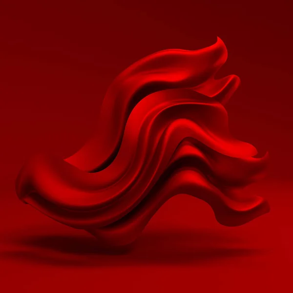 Sfondo rosso con tessuto drappeggiato. Illustrazione 3d, rendering 3d . — Foto Stock