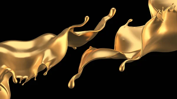 Mystieke luxe splash, met goud glanzende pareltinten. 3d illustratie, 3d weergave. — Stockfoto