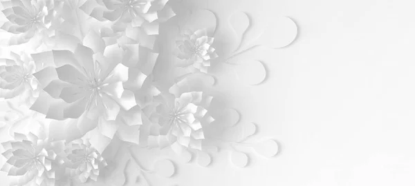 Papierblumen. Hochzeitsdekorationen, Hintergrund für die Gestaltung Ihrer Druckprodukte, Tapeten. 3D Illustration, 3D Rendering. — Stockfoto