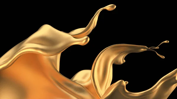 Misterioso, hermoso, salpicadura de oro de lujo. Ilustración 3d, representación 3d . — Foto de Stock