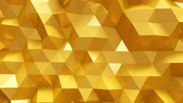 Üçgenleri ve kristalleri olan lüks altın bir arka plan. 3d illüstrasyon, 3d canlandırma. — Stok fotoğraf