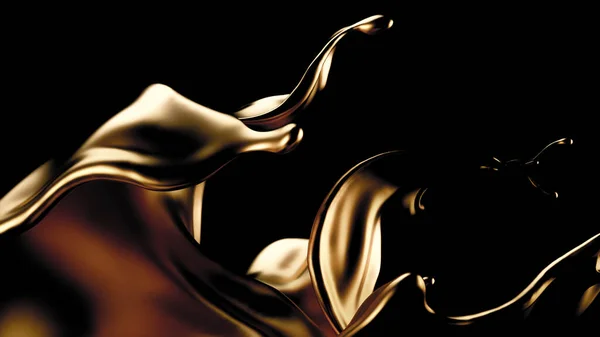 Mysterious, beautiful, luxury gold splash. 3d illustration, 3d rendering. — Stock Photo, Image