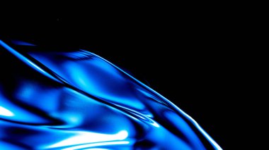 Pliseli ve bukleli zarif koyu mavi arka plan. 3d illüstrasyon, 3d canlandırma.