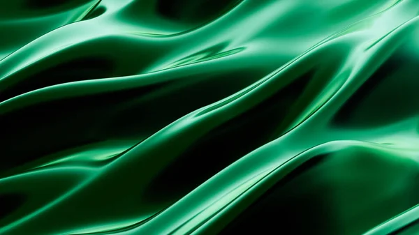 Luxury sfondo tessuto drappeggio verde. Illustrazione 3d, rendering 3d . — Foto Stock