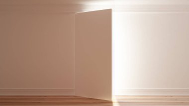 Beyaz iç kapı. 3d illüstrasyon, 3d canlandırma.