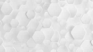 Beyaz altıgen arka plan. 3d illüstrasyon, 3d canlandırma.