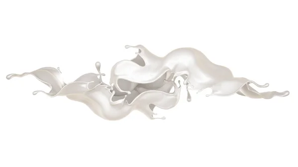 Eclaboussure de lait sur fond blanc isolé. Illustration 3d, rendu 3d . — Photo