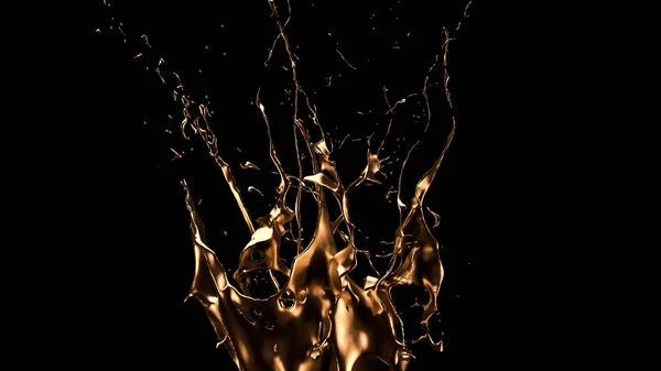 Πολυτελές, μυστηριώδες, vintage, αφηρημένο παφλασμό υγρού χρυσού σε μαύρο φόντο. 3D απεικόνιση, 3d απόδοση. — Φωτογραφία Αρχείου