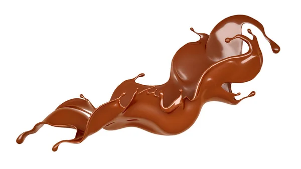 Un soupçon de chocolat sur fond blanc. Illustration 3d, rendu 3d . — Photo