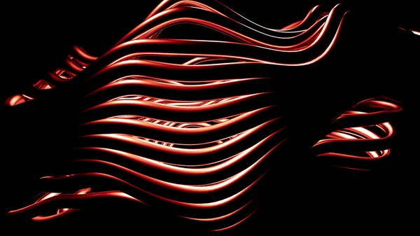 Stylish red metallic black background with lines and waves. 3d illustration, 3d rendering.