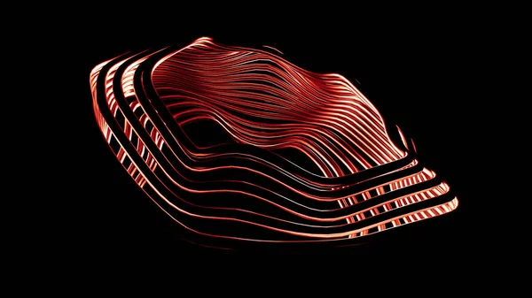 Fundo preto metálico vermelho elegante com linhas e ondas. Ilustração 3d, renderização 3d . — Fotografia de Stock