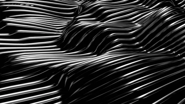 Black stylish metallic black background with lines and waves. 3d illustration, 3d rendering. — Stock Photo, Image