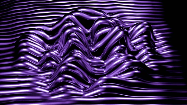 Κομψό μεταλλικό μωβ μαύρο φόντο με γραμμές και κύματα. 3D απεικόνιση, 3d απόδοση. — Φωτογραφία Αρχείου