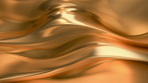 Goldenen glatten Hintergrund. 3D Illustration, 3D Rendering. — Stockfoto