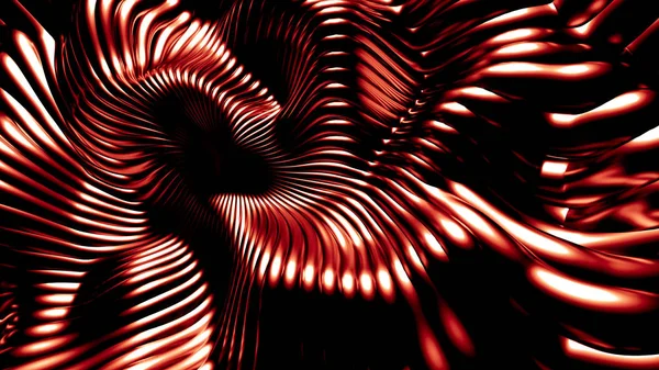 Κομψό κόκκινο μεταλλικό μαύρο φόντο με γραμμές και κύματα. 3D απεικόνιση, 3d απόδοση. — Φωτογραφία Αρχείου