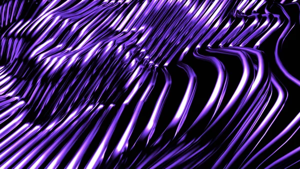 Elegante fundo preto roxo metálico com linhas e ondas. Ilustração 3d, renderização 3d . — Fotografia de Stock