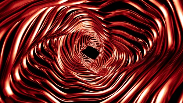 Stylish red metallic black background with lines and waves. 3d illustration, 3d rendering.