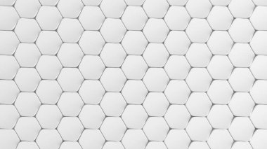 Beyaz altıgen arka plan. 3d illüstrasyon, 3d canlandırma.