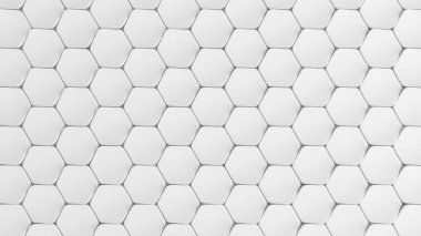 Beyaz altıgen arka plan. 3d illüstrasyon, 3d canlandırma.