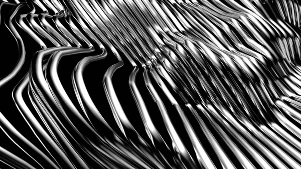검은 색 금속 바탕에 선 과 파동 이 있습니다. 3d — 스톡 사진