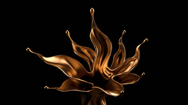 Lujoso, misterioso, vintage, salpicadura abstracta de oro líquido sobre un fondo negro. Ilustración 3d, representación 3d . —  Fotos de Stock