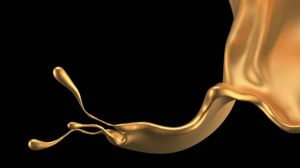 Mysterious, beautiful, luxury gold splash. 3d illustration, 3d rendering. — Stock Photo, Image