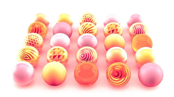 Fundo laranja com bolas. Ilustração 3d, renderização 3d . — Fotografia de Stock