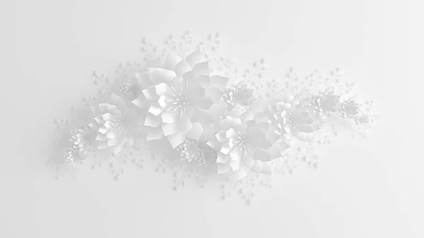 Papierblumen. Hochzeitsdekorationen, Hintergrund für die Gestaltung Ihrer Druckprodukte, Tapeten. 3D Illustration, 3D Rendering. — Stockfoto