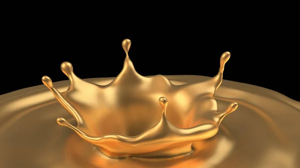 Rejtélyes, gyönyörű, luxus arany fröccsenés. 3D illusztráció, 3D-s renderelés. — Stock Fotó