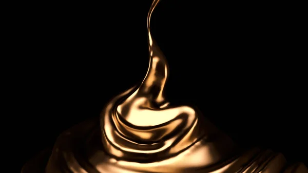 Luxurious, mysterious, vintage, abstract splash of liquid gold on a black background. 3d illustration, 3d rendering. — Stock Photo, Image