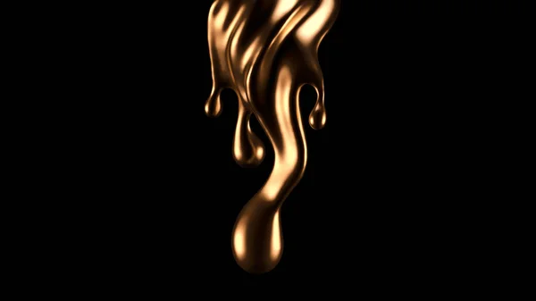 Lujoso, misterioso, vintage, salpicadura abstracta de oro líquido sobre un fondo negro. Ilustración 3d, representación 3d . — Foto de Stock