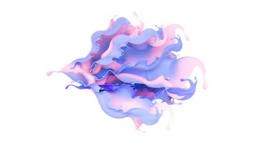 Çok renkli bir sıvı ya da boya serpintisi. 3d illüstrasyon, 3d görselleştirme.