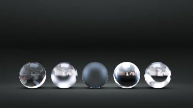 Taşaklarından geometrik şekiller alan gri lüks bir arka plan. 3d illüstrasyon, 3d canlandırma.