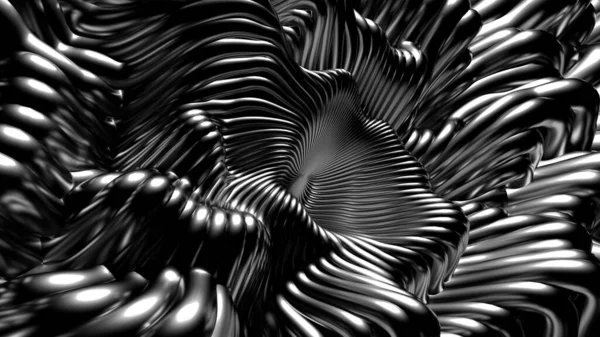 검은 색 금속 바탕에 선 과 파동 이 있습니다. 3D 삽화 , 3D 렌더링. — 스톡 사진