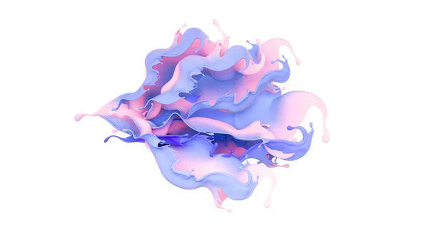 Hermosa salpicadura multicolor de líquido o pintura. Ilustración 3D, visualización 3D . — Foto de Stock