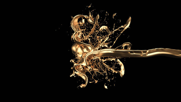 Таинственный, мистический, роскошный брызг золота. 3D иллюстрация, 3D рендеринг
.