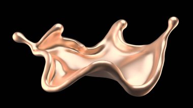 Gizemli, güzel, lüks altın sıçraması. 3d illüstrasyon, 3d canlandırma.