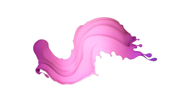 Bella spruzzata multicolore di liquido o vernice. Illustrazione 3D, visualizzazione 3D . — Foto Stock