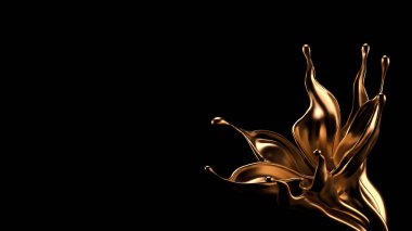 Şatafatlı, gizemli, klasik, soyut sıvı altın sıçraması.