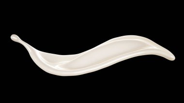 Siyah arka planda kalın beyaz bir sıvı sıçradı. 3d illüstrat