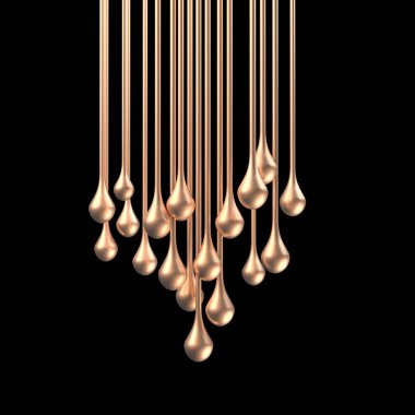 Gizemli, güzel, lüks altın sıçraması. 3d illüstrasyon, 3d canlandırma.