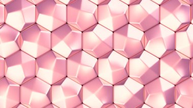 Altının dokusu ve pembe metal arka plan. 3d illüstrasyon, 3d görselleştirme.
