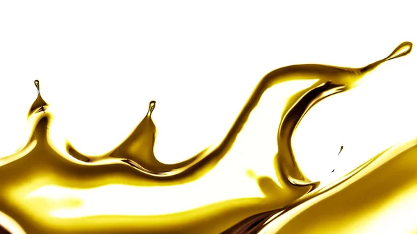 A splash of thick, golden liquid. 3d illustration, 3d rendering. — Stock Photo, Image