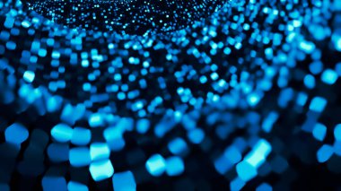 Mavi Işıldayan Arkaplan. 3d illüstrasyon, 3d canlandırma.