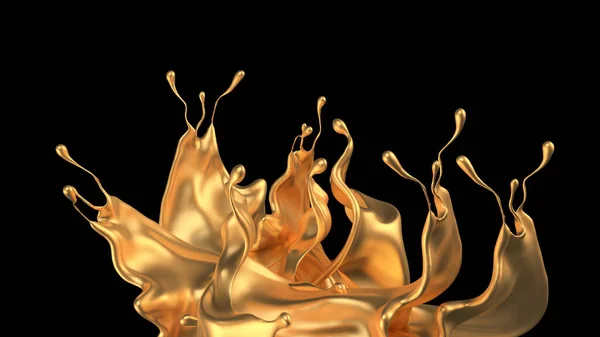 Misterioso, belo, luxuoso salpico de ouro. ilustração 3d, 3d r — Fotografia de Stock